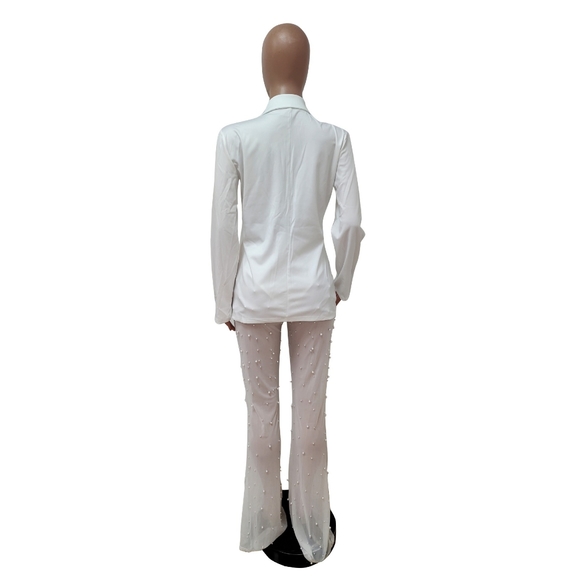 2 pieces set outfit new pants with beads details. Size L Strech Material - Picture 4 of 6